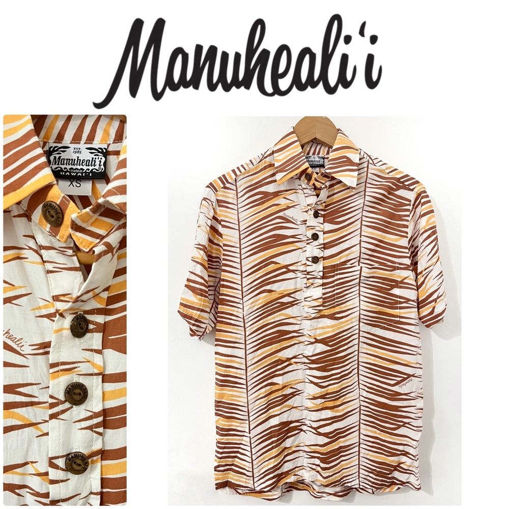 Manuheali’i ✨ Hawaii • Men’s Pull Over Aloha Shirt • Ka Mala Niu • XS